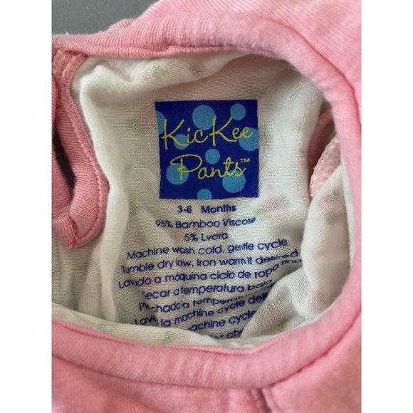 Kickee pants baby girl 3-6 months ivory long sleeve bodysuit pink floral print - Picture 2 of 3